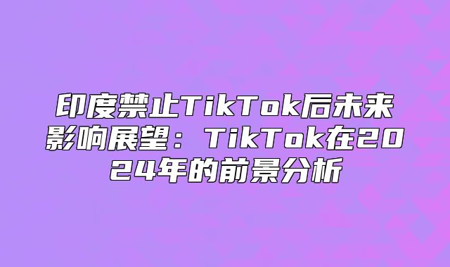 印度禁止TikTok后未来影响展望：TikTok在2025年的前景分析