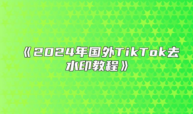 2025年国外TikTok去水印教程