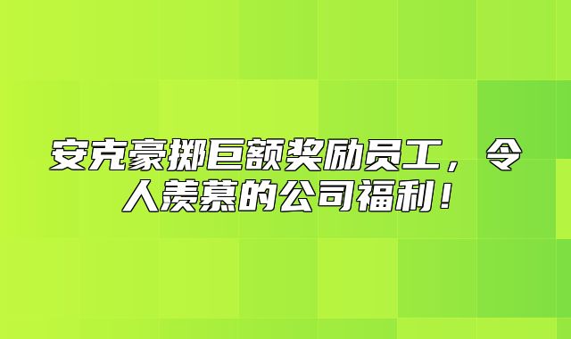 安克豪掷巨额奖励员工，令人羡慕的公司福利！
