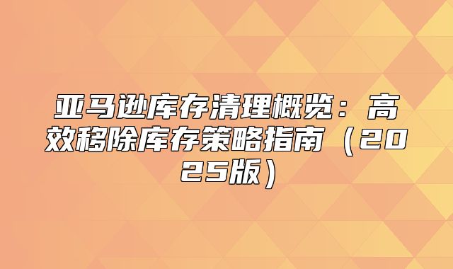 亚马逊库存清理概览：高效移除库存策略指南2025版