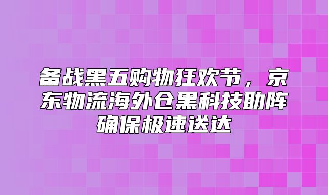 备战黑五购物狂欢节，京东物流海外仓黑科技助阵确保极速送达