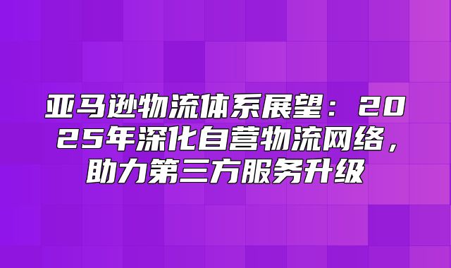 亚马逊物流体系展望：2025年深化自营物流网络，助力第三方服务升级