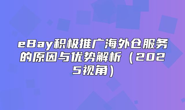 eBay积极推广海外仓服务的原因与优势解析2025视角