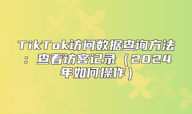 TikTok访问数据查询方法：查看访客记录2025年如何操作
