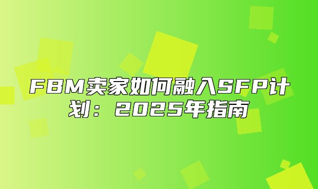 FBM卖家如何融入SFP计划：2025年指南