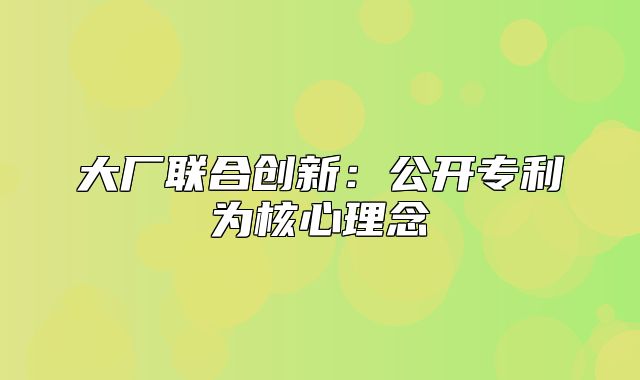 大厂联合创新：公开专利为核心理念