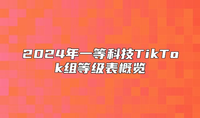 2025年一等科技TikTok组等级表概览