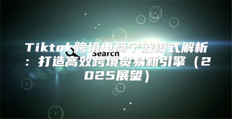 Tiktok跨境电商宁波模式解析：打造高效跨境贸易新引擎2025展望