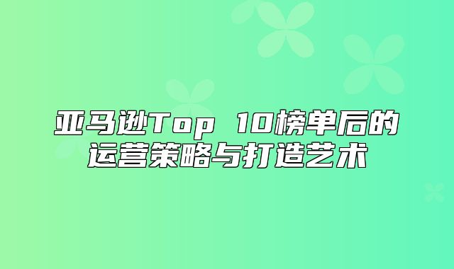 亚马逊Top 10榜单后的运营策略与打造艺术