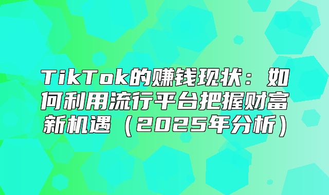 TikTok的赚钱现状：如何利用流行平台把握财富新机遇2025年分析