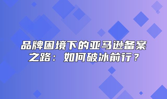 品牌困境下的亚马逊备案之路：如何破冰前行？