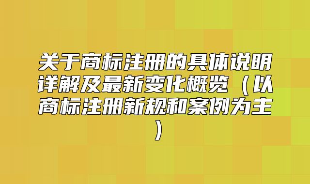 关于商标注册的具体说明详解及最新变化概览以商标注册新规和案例为主