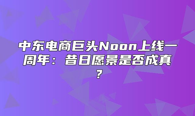 中东电商巨头Noon上线一周年：昔日愿景是否成真？
