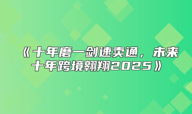 十年磨一剑速卖通，未来十年跨境翱翔2025