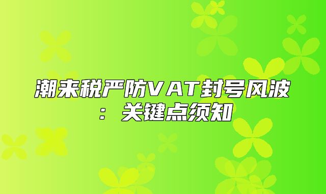潮来税严防VAT封号风波：关键点须知