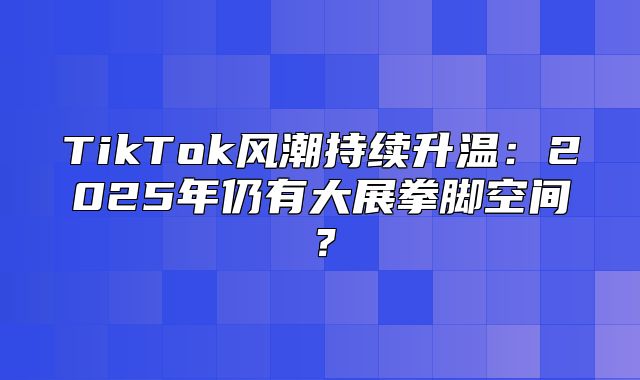 TikTok风潮持续升温：2025年仍有大展拳脚空间？