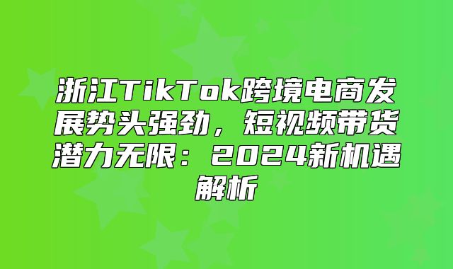 浙江TikTok跨境电商发展势头强劲，短视频带货潜力无限：2025新机遇解析