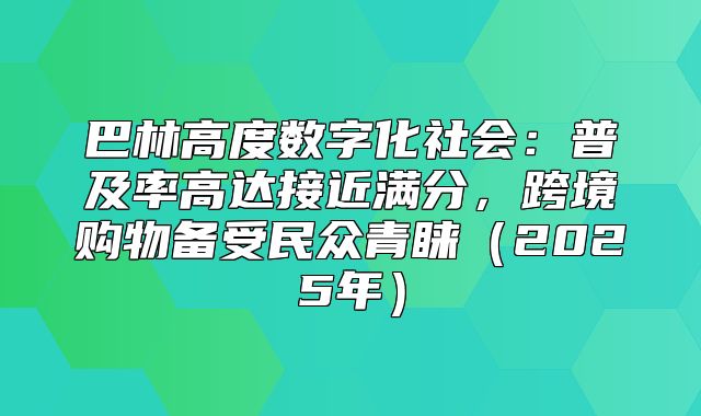 巴林高度数字化社会：普及率高达接近满分，跨境购物备受民众青睐2025年