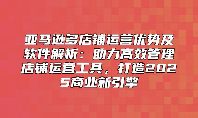 亚马逊多店铺运营优势及软件解析：助力高效管理店铺运营工具，打造2025商业新引擎