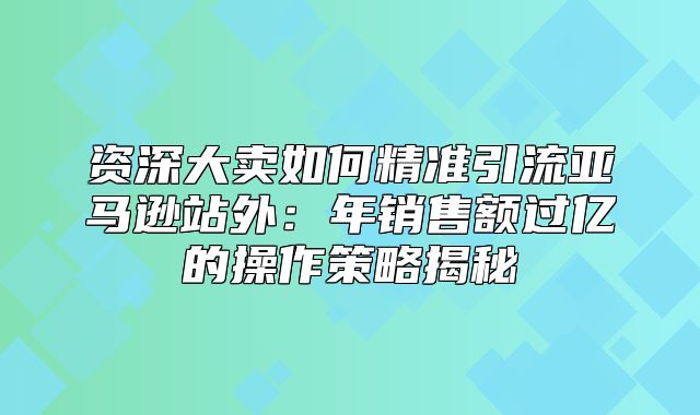 资深大卖如何精准引流亚马逊站外：年销售额过亿的操作策略揭秘