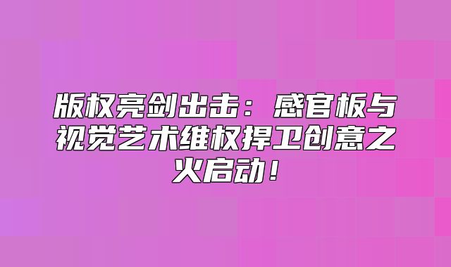 版权亮剑出击：感官板与视觉艺术维权捍卫创意之火启动！