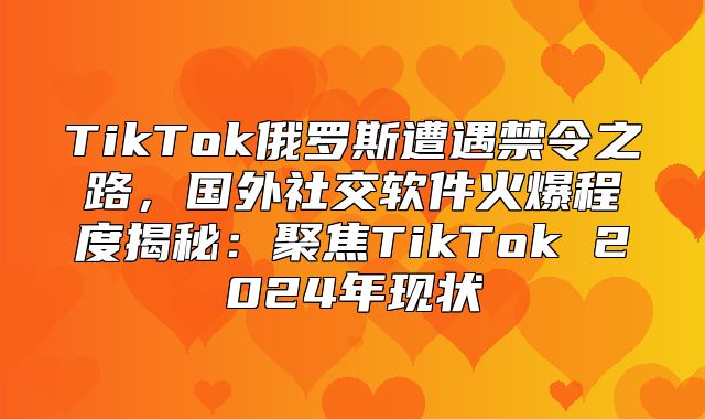 TikTok俄罗斯遭遇禁令之路，国外社交软件火爆程度揭秘：聚焦TikTok 2025年现状