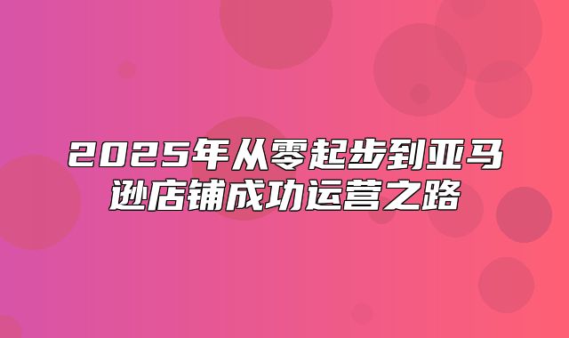 2025年从零起步到亚马逊店铺成功运营之路