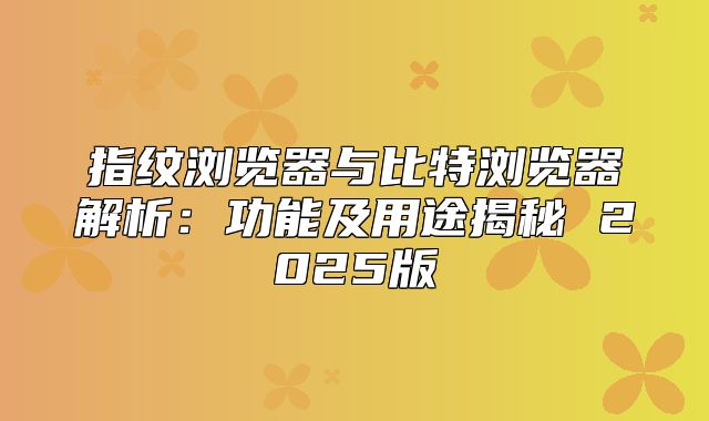 指纹浏览器与比特浏览器解析：功能及用途揭秘 2025版