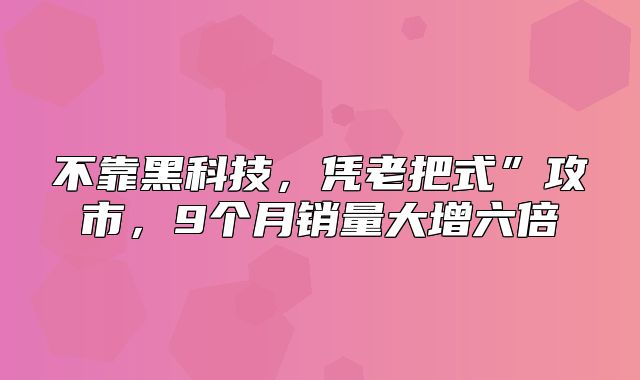 不靠黑科技，凭老把式”攻市，9个月销量大增六倍