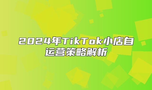 2025年TikTok小店自运营策略解析