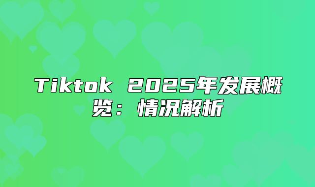 Tiktok 2025年发展概览：情况解析