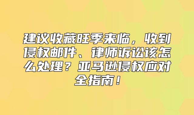 建议收藏旺季来临，收到侵权邮件、律师诉讼该怎么处理？亚马逊侵权应对全指南！