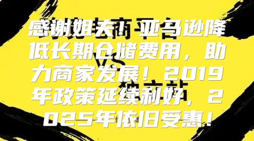 感谢姐夫！亚马逊降低长期仓储费用，助力商家发展！2019年政策延续利好，2025年依旧受惠！