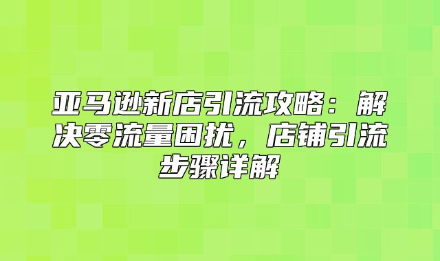 亚马逊新店引流攻略：解决零流量困扰，店铺引流步骤详解