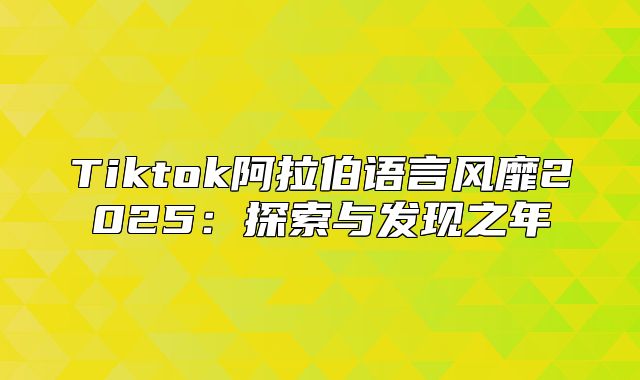 Tiktok阿拉伯语言风靡2025探索与发现之年