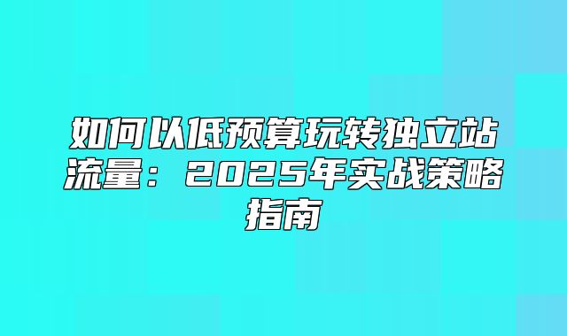 如何以低预算玩转独立站流量：2025年实战策略指南