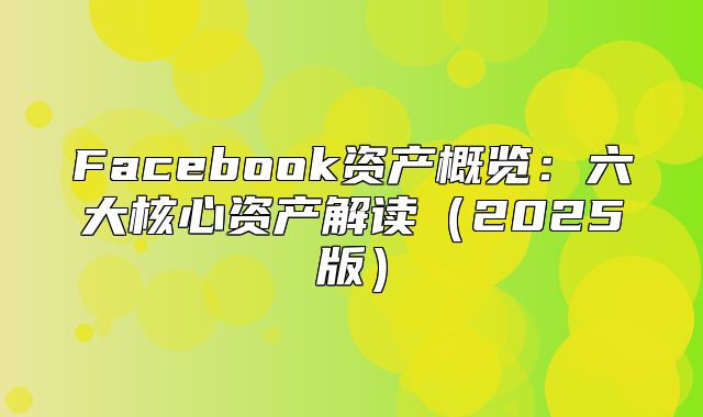 Facebook资产概览：六大核心资产解读2025版