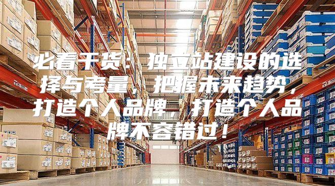 必看干货：独立站建设的选择与考量，把握未来趋势，打造个人品牌，打造个人品牌不容错过！