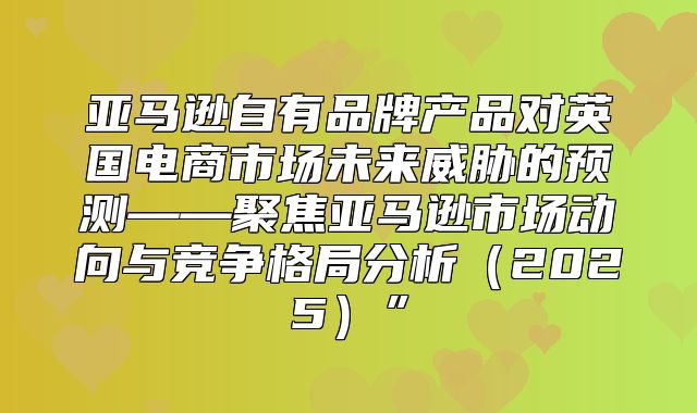 亚马逊自有品牌产品对英国电商市场未来威胁的预测——聚焦亚马逊市场动向与竞争格局分析2025”