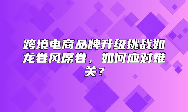 跨境电商品牌升级挑战如龙卷风席卷，如何应对难关？