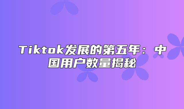 Tiktok发展的第五年：中国用户数量揭秘