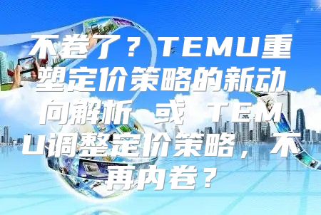 不卷了？TEMU重塑定价策略的新动向解析 或 TEMU调整定价策略，不再内卷？