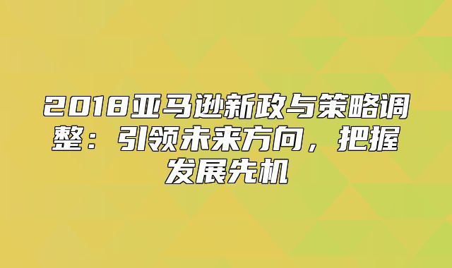 2018亚马逊新政与策略调整：引领未来方向，把握发展先机