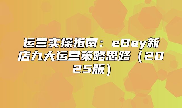 运营实操指南：eBay新店九大运营策略思路2025版