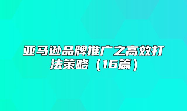 亚马逊品牌推广之高效打法策略16篇