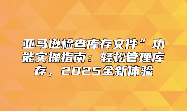 亚马逊检查库存文件”功能实操指南：轻松管理库存，2025全新体验