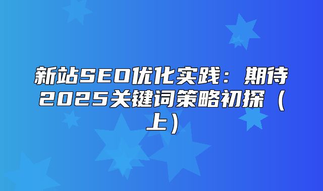 新站SEO优化实践：期待2025关键词策略初探上