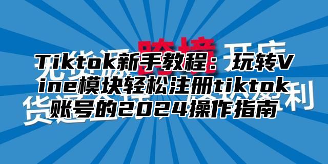 Tiktok新手教程：玩转Vine模块轻松注册tiktok账号的2025操作指南