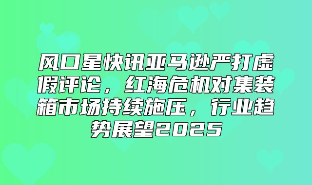 风口星快讯亚马逊严打虚假评论，红海危机对集装箱市场持续施压，行业趋势展望2025