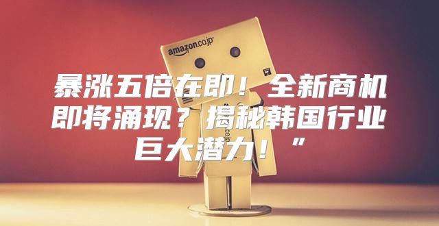 暴涨五倍在即！全新商机即将涌现？揭秘韩国行业巨大潜力！”
